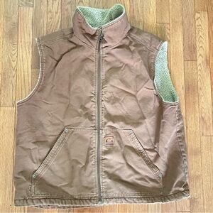 Sorel Brown Sherpa Lined Canvas Work Vest Full Zip